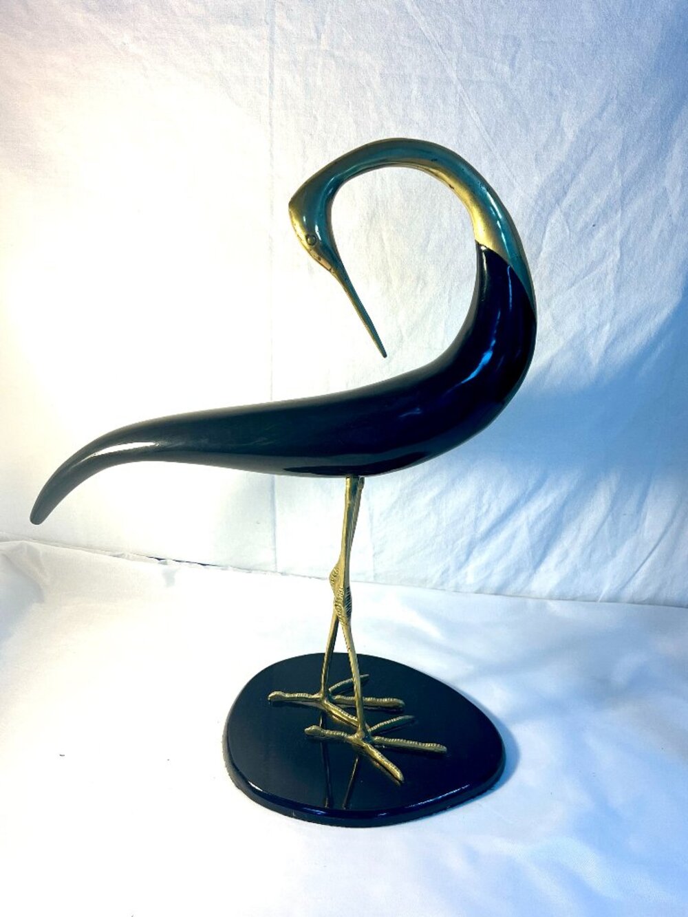 Dara International Horn & Brass Crane Bird Sculpture Vintage 1983 - B4